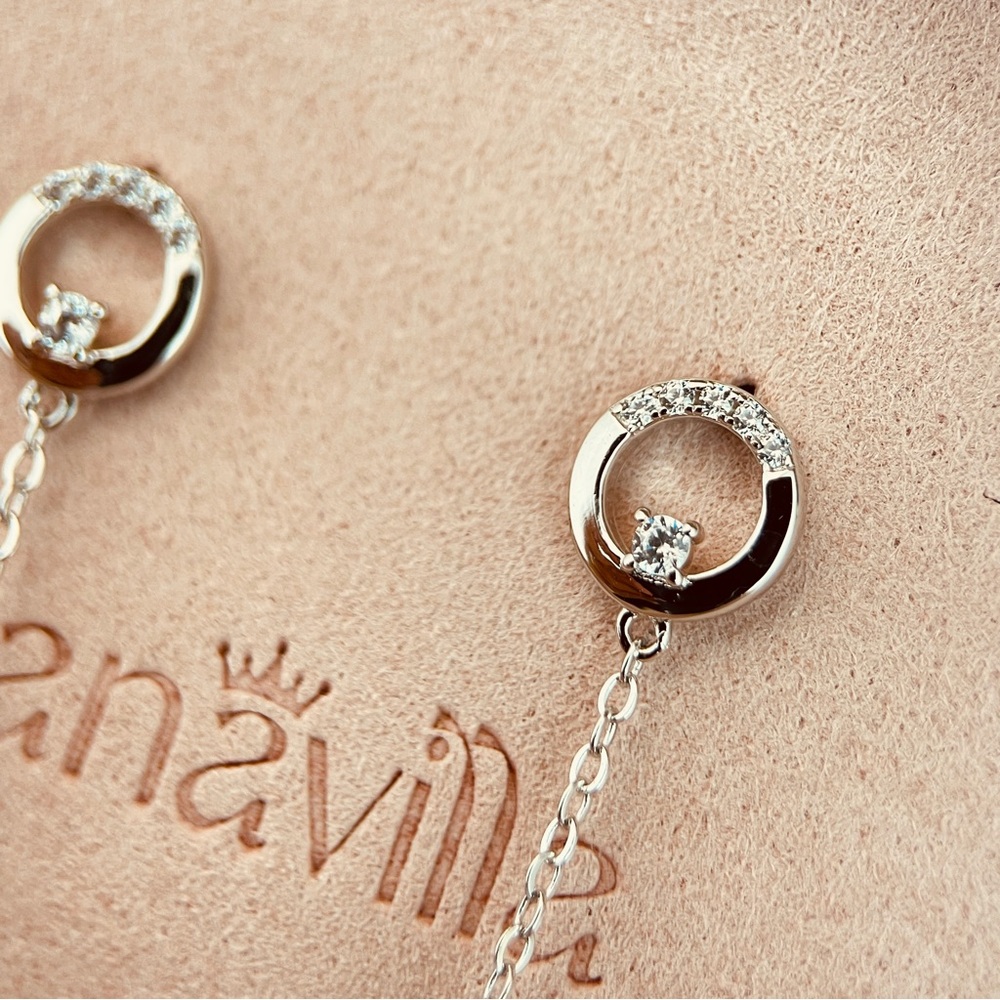 2.1ctw Moissanite Dangle Chain Stud Earrings S925 - Picture 4 of 6